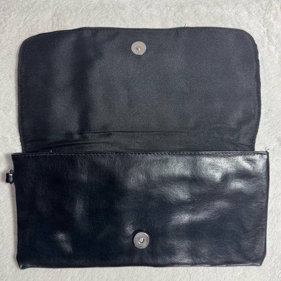 Black Leather Clutch with Rhinestone Accents - Picture 4 of 4